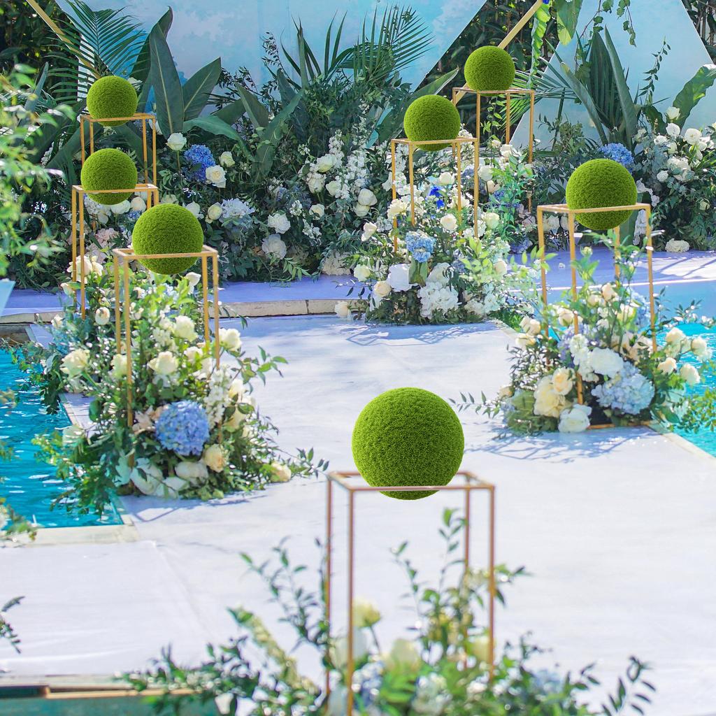 6Pcs Artificial Plant Topiary Ball Support Sturdy Plastic Flower Shelf Holder Faux Green Ball Frame Rack Decorative Flower