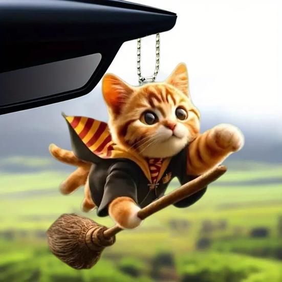 Acrylic 2D Cat Car Hanging Decoration Home Office Backpack Auto Rearview Mirror Cartoon Kitten Animal Hanging Ornament Pendant