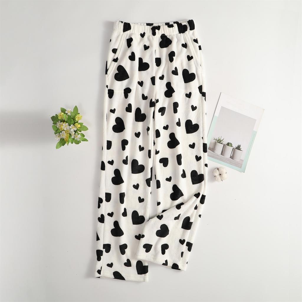 Женские пижамные брюки плюшевые штаны для сна мягкие пижамные брюки с эластичной талией узорчатые брюки с 2 карманами
