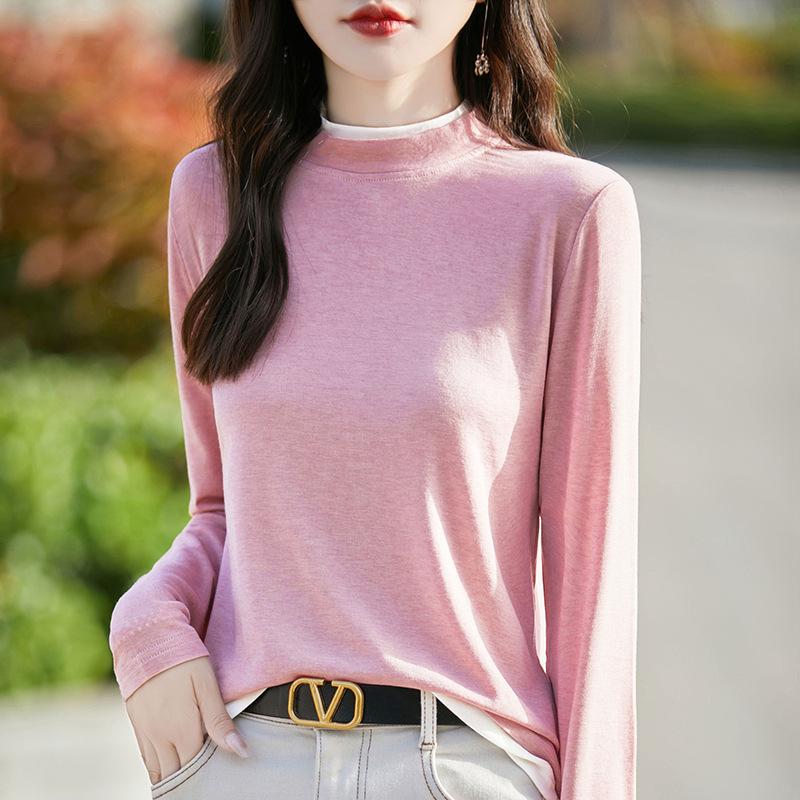 Осенний женский свитер с длинным рукавом и высоким круглым вырезом