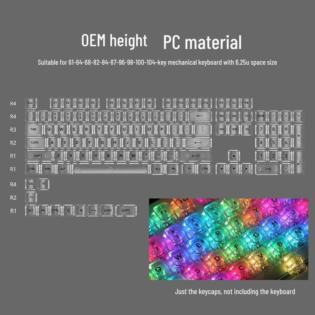 Колпачки для механической клавиатуры Lofree PC 75/98 - полностью прозрачные, черного цвета
