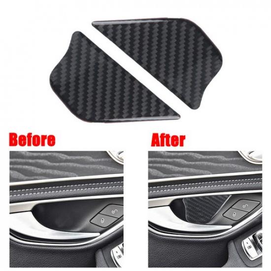 Carbon Fiber Car Door Handle Bowl Panel Cover Trim Sticker For Benz W205 C E GLC