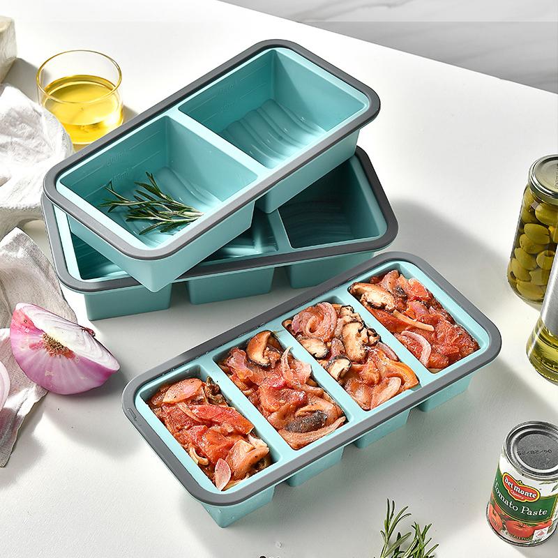 1 шт. Силиконовый лоток для заморозки с крышкой - Прочный кухонный контейнер для хранения супа, бульона и соусов, лоток для замораживания
