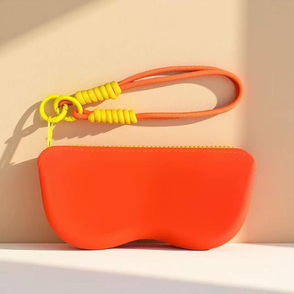 Color-blocked glasses case,sunglasses cover, eyeglass storage bag, convenient silicone sunglasses zipper cover for on-the-go use
