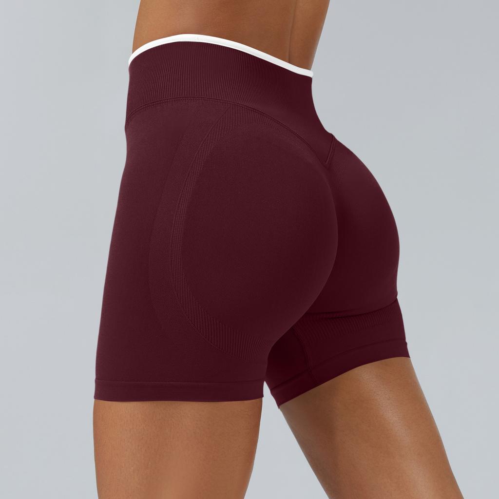Women's Casual Hip-lifting Seamless Color Block Yoga Fitted Sports Shorts