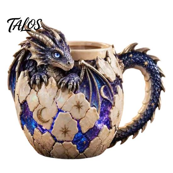 Fantasy Coffee Cup Dragon Egg Mug, Stainless Steel Liner 3D Relief Baby Unique Birthday Gift for Lovers Cup, Realistic Resin Desktop Ornament