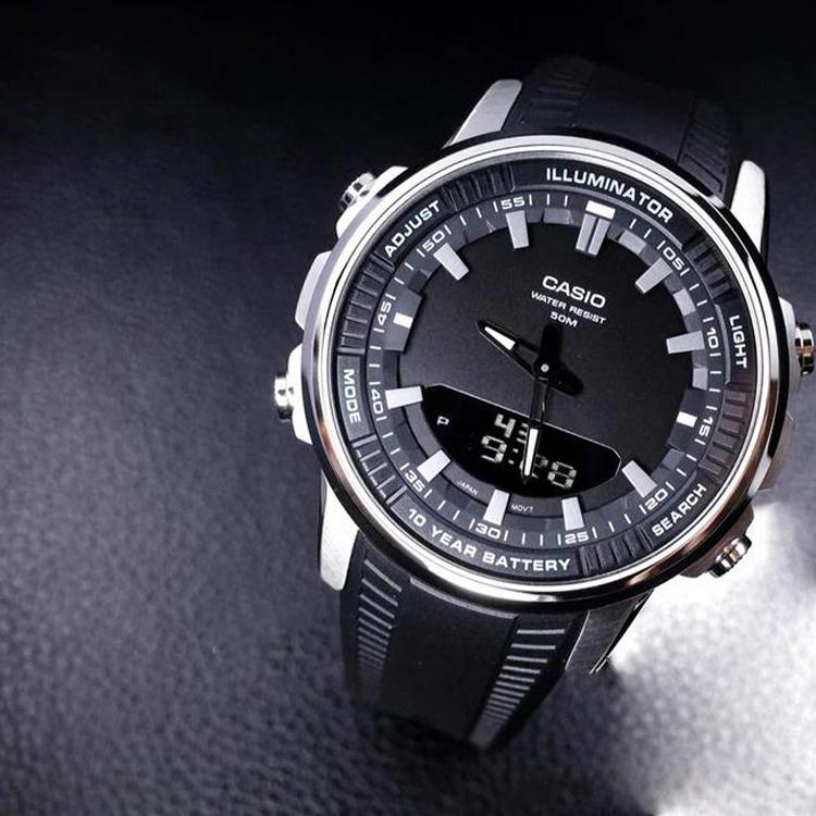 Casio Классические Минималистичные Элегантные Модные Кварцевые Часы Ремешок из Смолы Мужские часы Черные AMW-880-1AV