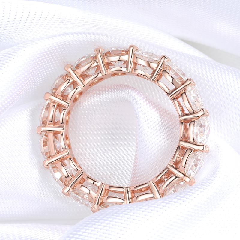 Smyoue Кольца из розового золота 3/3,5/5 мм, полностью муассанитовые, для женщин, сверкающее обручальное кольцо, классические ювелирные кольца из серебра 925 пробы