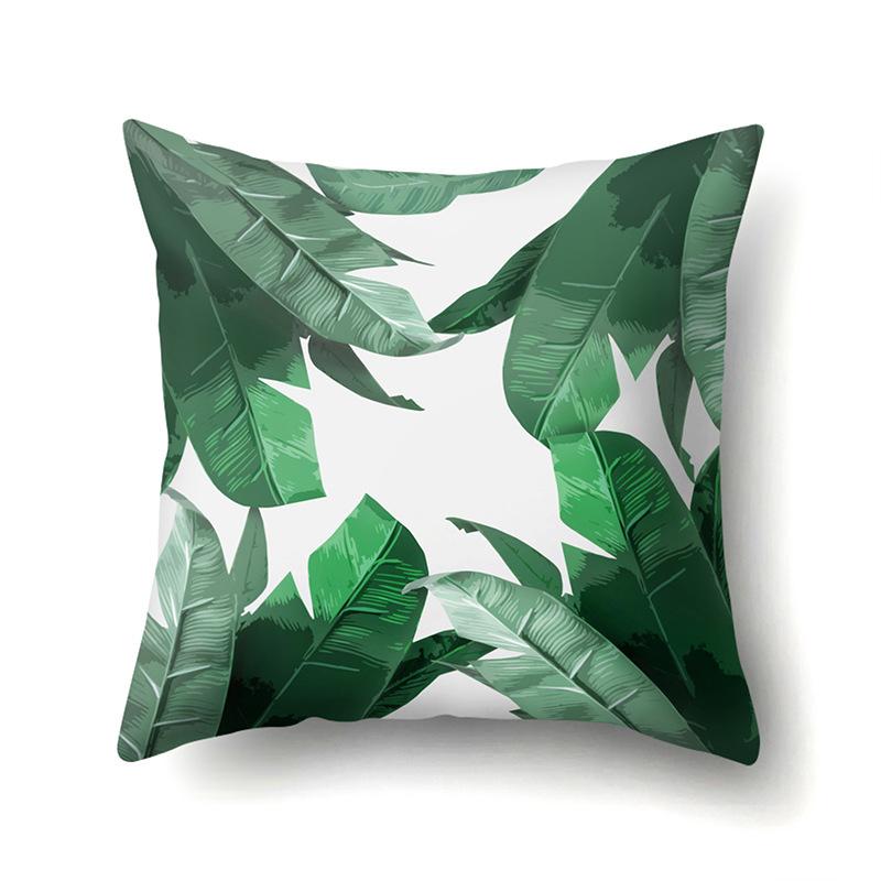 Polyester Pillow Case Nordic Ins Style Plant Flower Print Peach Leather Velvet Cushion Cover Car Waist Cushion Cover