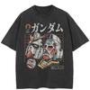 Streetwear Japanese Anime Graphic T-Shirt Cotton Washed Black Tshirt Unisex Tops Tees Summer Short Sleeves T Shirt