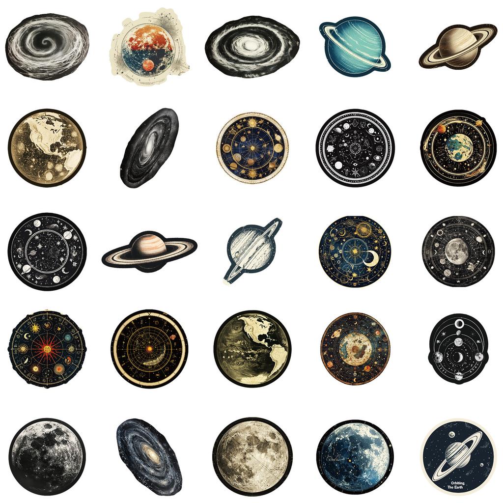 50PCS Space Literature Stickers, Time Travel Sci-Fi Decals for Laptop, Luggage & DIY Decoration