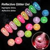 Explosive Fluorescent Broken Diamond Nail Polish Glue Colorful Reflective Bouncy Nail Polish Glue for Nail Salons Phototherapy Glue