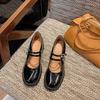 Fashion New Women Pumps Round Toe Shallow Slip On Loafers Ladies Patent Leather Thick Heel Casual Office Mary Jane Shoes