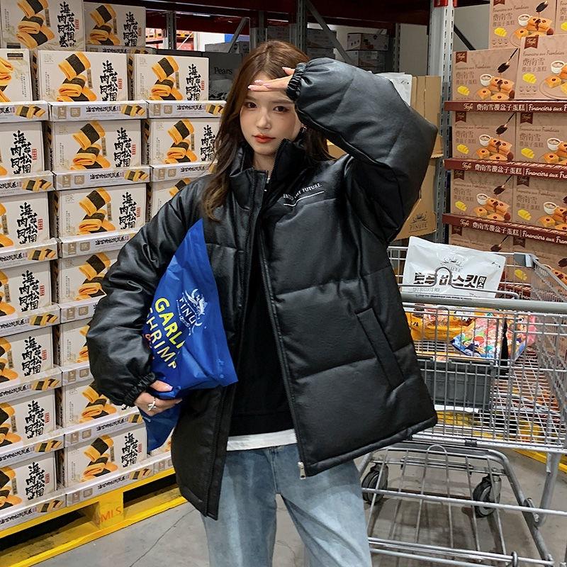 Женская куртка из ПУ кожи с хлопковым наполнителем Зимняя Новая Утолщенная Хлопковая Куртка Корейский Стиль Нишевая Куртка Хлопковое Пальто