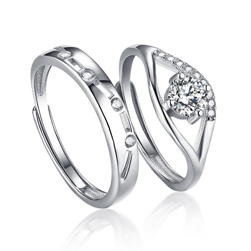 Tonglin S925 Sterling Silver Adjustable Couple Rings - Personalized Wedding Bands for Men & Women.