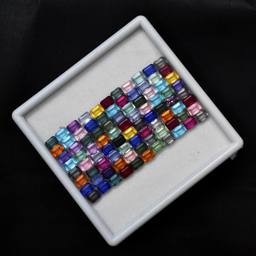 Natural Mixed Color Sapphire Loose Gemstone 3.6 ct Emerald Cut 9x6 mm Lot September Birthstone Gift