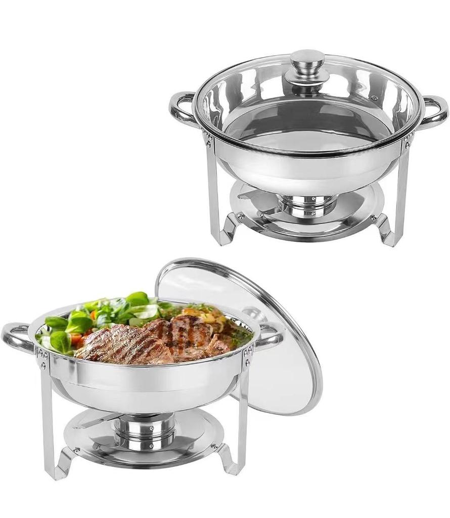 Stainless Steel Round Buffet Stove - Commercial Food Warmer & Chafing Dish Heater