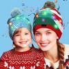 Knitting Hat with LED Lights Santa Claus Deer Christmas Tree Pattern Winter Illuminated Hat Festive Atmosphere Accessory