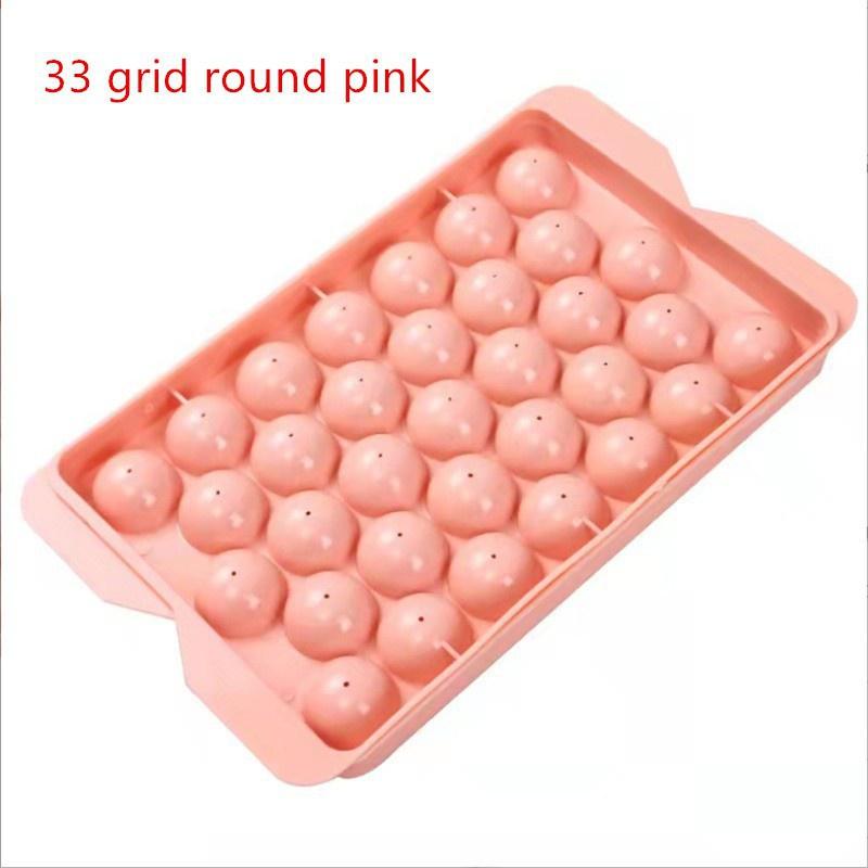 Многоразовый круглый лоток для кубиков льда с 33 сетками и крышкой, мини-форма для изготовления ледяных шариков для вечеринки с мороженым в морозильной камере