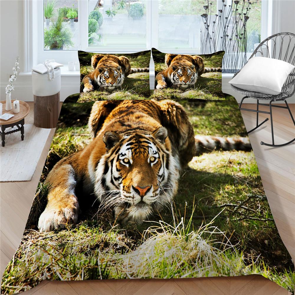 Комплект пододеяльников с 3D-принтом тигра, домашнее постельное белье, уникальный дизайн, полиэстер, комплекты постельного белья King Queen Size