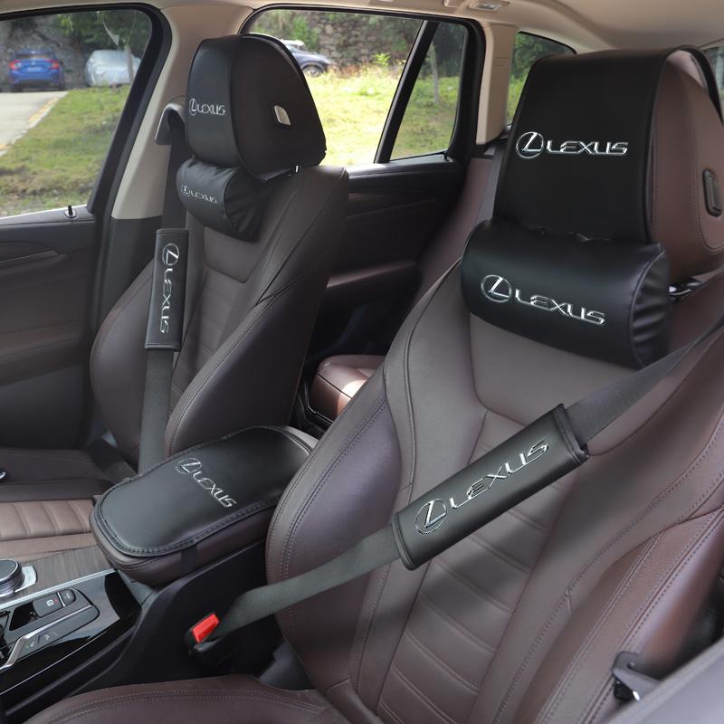BJYL6 Interior Stickers 2pcs Car Seat Belt Cover Leather Shoulder Pad Accessories For Lexus F SPORT GX460 Ct200h IS250 ES 220D IS200 F