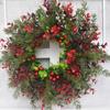 Christmas Wreath Artificial Red Berries Eucalyptus Wreath Christmas Decoration Living Room Wall