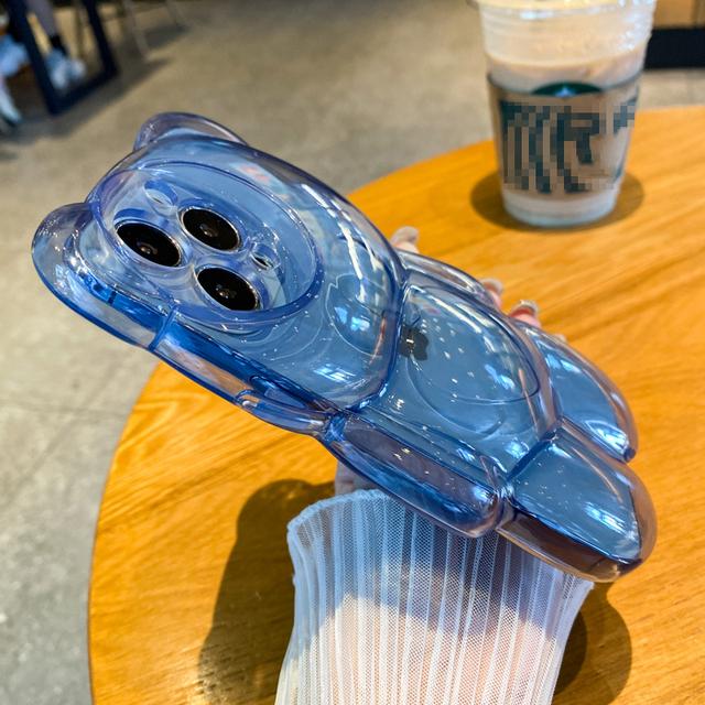 Прозрачный чехол для телефона с мультяшным 3D медведем для iPhone 14 13 12 11Pro Max XS Max XR X ярких цветов, силиконовый противоударный мягкий чехол
