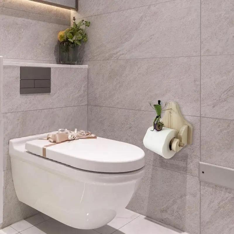 Креативный держатель для туалетной бумаги в виде лягушки, катающейся на велосипеде, деревянная вешалка для рулонов туалетной бумаги, подставка для рулонов туалетной бумаги, домашний декор, аксессуар для ванной комнаты