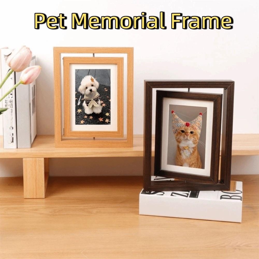 Прочная фоторамка для питомца Деревянная фоторамка для питомца Вращающаяся фоторамка Декор для гостиной