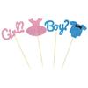 12pcs Boy Or Girl Cupcake Toppers Food Dessert Cake Picks For Gender Reveal Party Decoration Supplies  Blue Baby Shower Gift