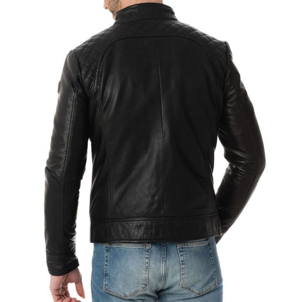 SKINOUTFIT Мужская куртка из натуральной овчины черного цвета, стильная мотоциклетная куртка-бомбер, байкерская верхняя одежда MJ 226