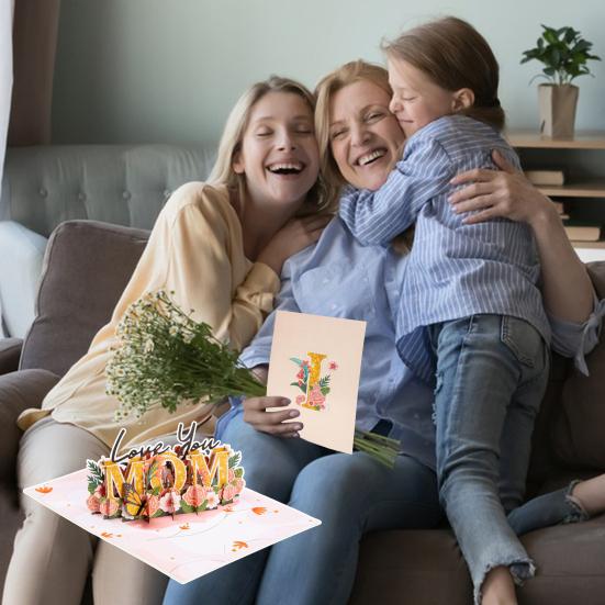 Mother's Day Pop Up Card Love You Mom 3D Greeting Card