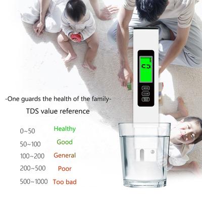 Цифровой тестер воды 4 в 1 TDS-метр 0-9990 PPM Тестер качества воды Перо с ЖК-дисплеем с подсветкой для бассейнов Питьевая вода A