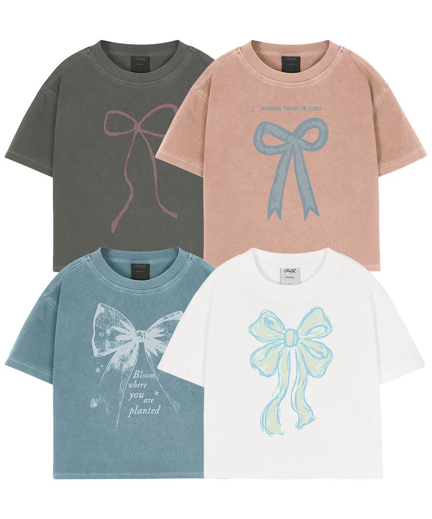 WILDROCK Hollysheesh Ribbon Graphic Pigment Crop Short Sleeve T-Shirt_6 Col (B Type)