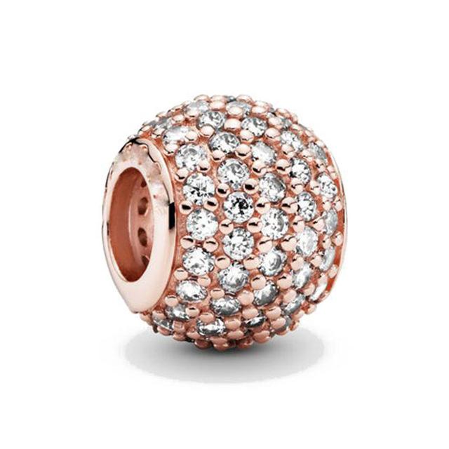Новые Бусины-Подвески Trinketspure Медь Розовое Золото Круглые Сквозные Лепестки Подходят для Оригинальных Браслетов-Шармов DIY Женские Украшения