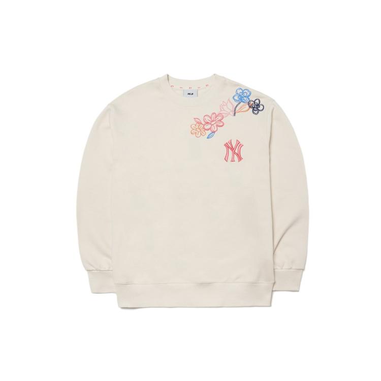 MLB New York Yankees Sweatshirts Unisex Ecru Crew Neck Moderate Regular 3AMTG0214-50CRS