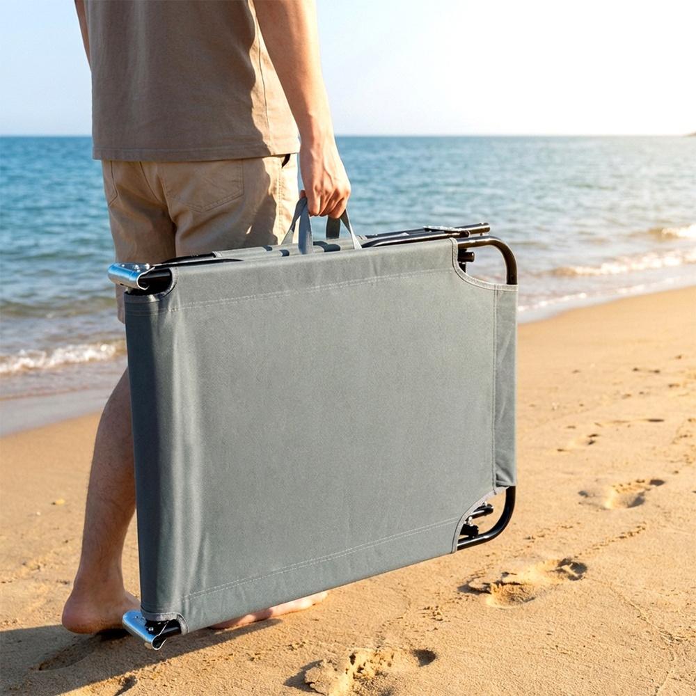 Leżak Ogrodowy Plażowy Basenowy Składany Regulowany Leżanka Łóżko Daszek