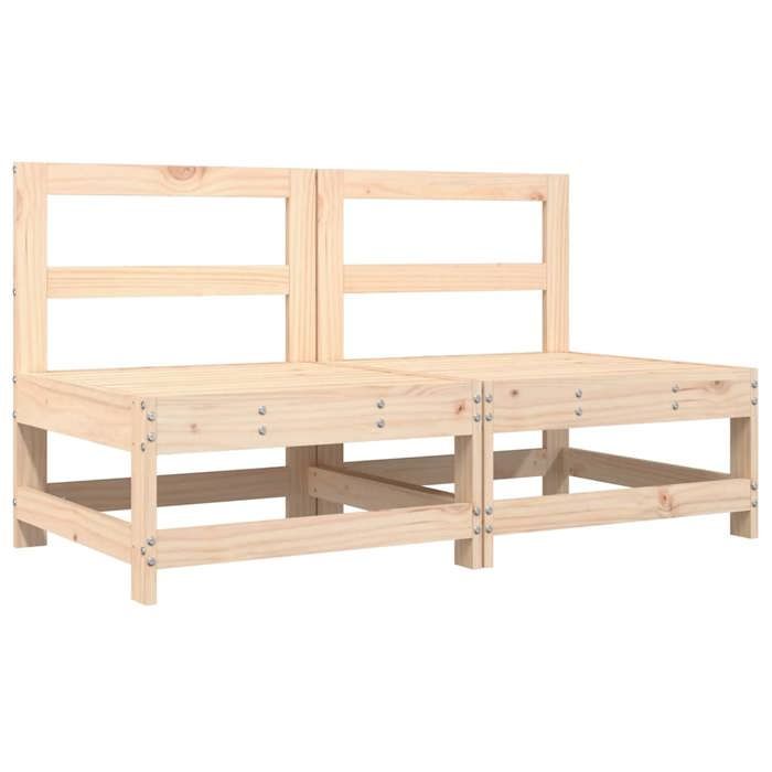 Canapé de jardin - MAISON EXCLUSIVE - Canapé central 2 pcs - Bois de pin massif - Design à lattes - Coussins moelleux