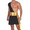 Mens One Shoulder Ruffle Dress Metallic Ruched Belt Ancient Greek Costume Halloween Stage Performance Outfit