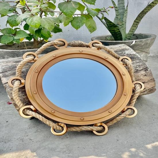 38,1 см Морское зеркало-иллюминатор Морской настенный декор, Отделка латунь