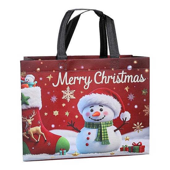 Рождественская сумка-тоут с ручками Нетканые подарочные пакеты Большие многоразовые Рождественские пакеты для покупок к Рождеству