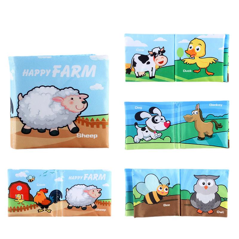 Мягкая тканевая книжка для малышей 0-3 лет, не рвущаяся, развивающая игрушка с шуршащей бумагой для младенцев и малышей
