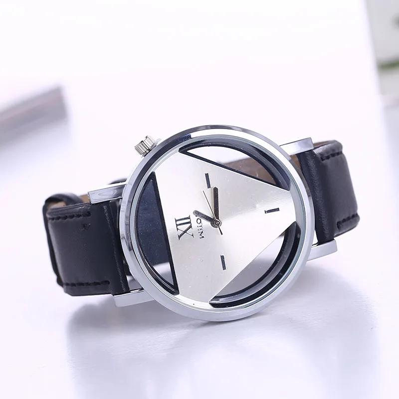 New Design Fashion Ladies Watches Elegant Hollow Triangle Watch Women Thin Leather Strap Quartz Watch Gifts Relogio Feminino