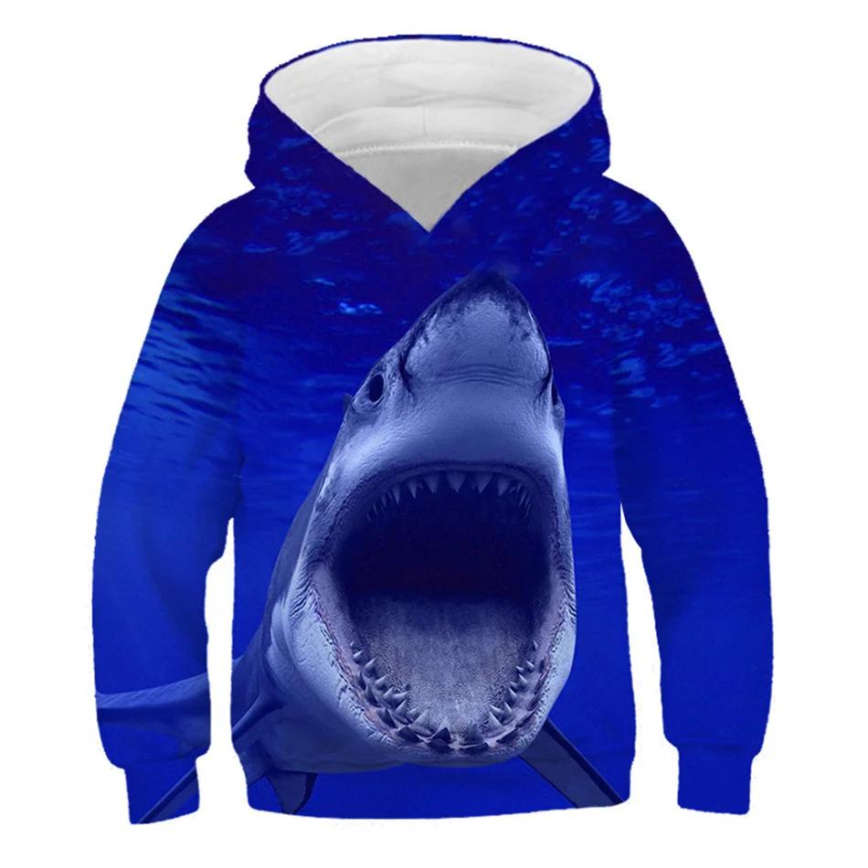 3d Girl Animal Hoodies Boy Deep Sea Shark Fish Print 413y Children Fashion Hooded Sweatshirts Kids Teen Casual Pullover Clothes