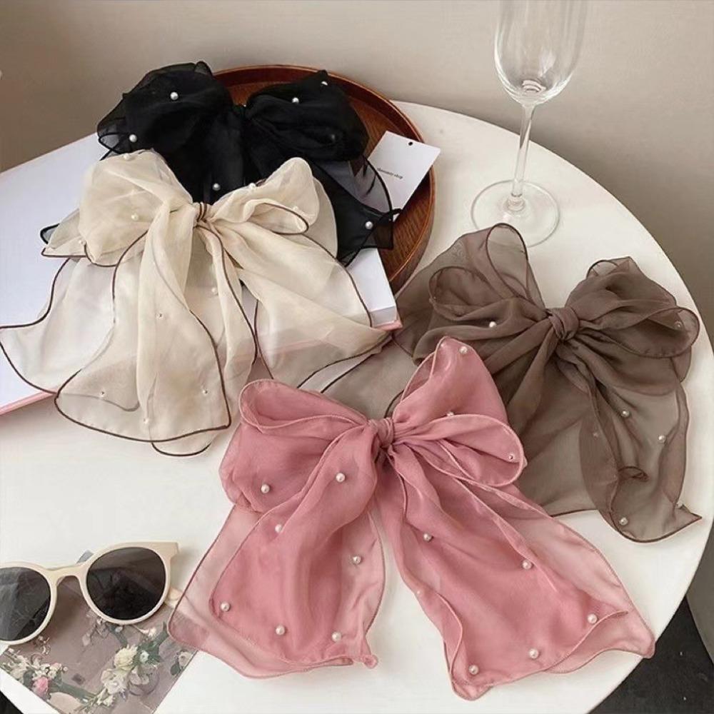 Chiffon Bow Hairpin Net Yarn Bowknot Hairpin Elegant Bow Hair Clip  Women