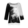 Women's T Shirt Tee Print 3/4 Sleeve Fake Two Pieces Daily Weekend Fashion Basic Regular Top