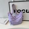 Women's Monochromatic Nylon Hobo Shoulder Bags Versatile Wide Straps Popular Crossbody Bags Casual Fashion