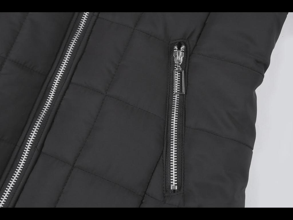 Женская зимняя куртка средней длины из хлопка и бархата с капюшоном и длинными рукавами на молнии