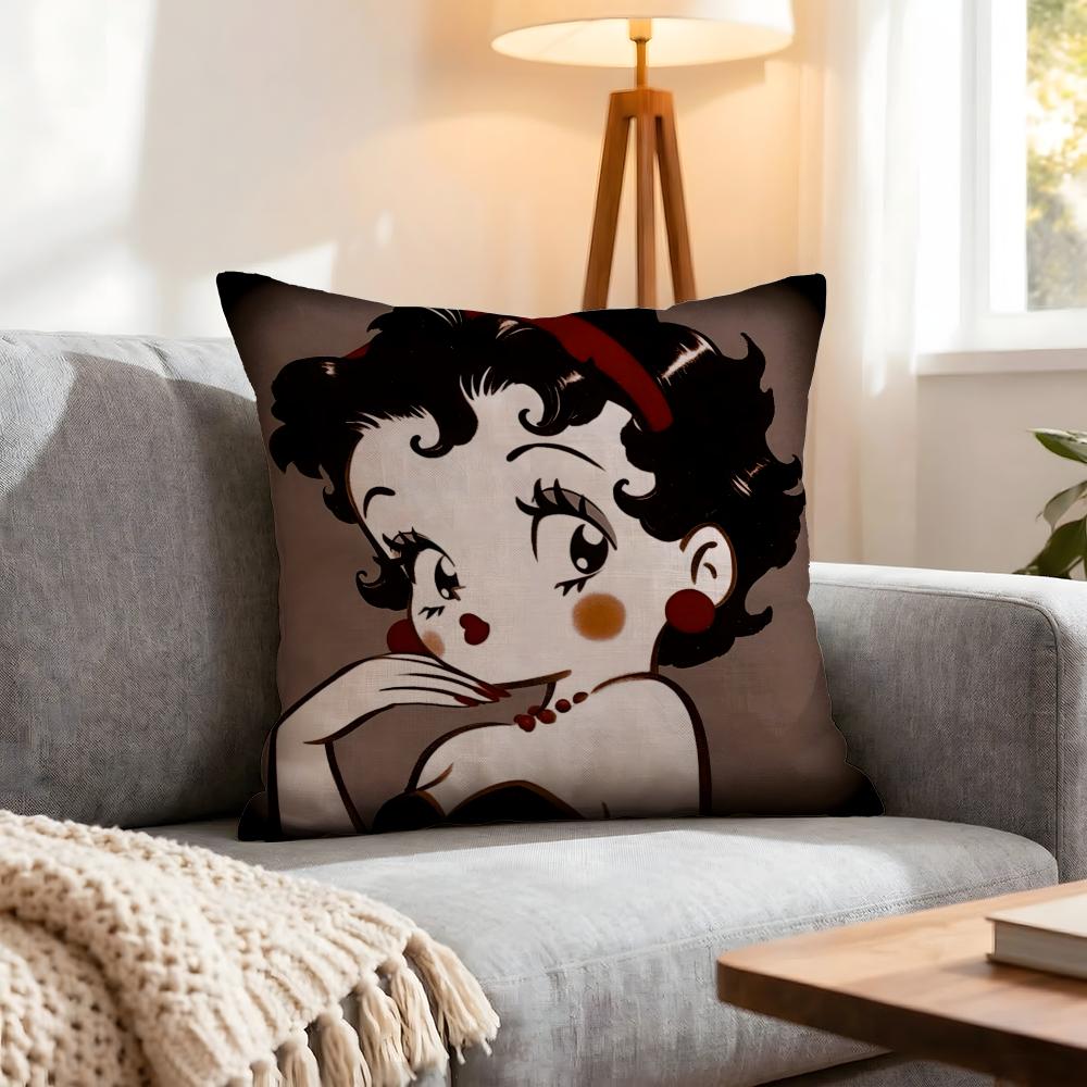 Character Betty Boop Cushion Cover 1Pcs Decorative Covers Soft Cushion Case For Sofa Couch Decor 40X40 45X45 Pillowcases