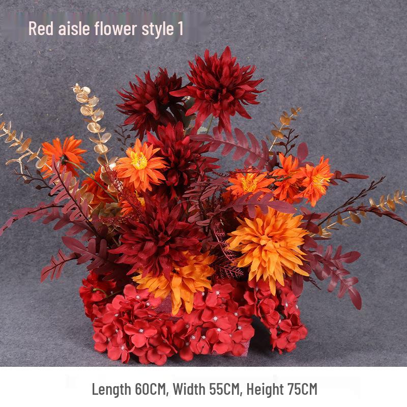 Свадебное цветочное оформление 2025: Сцена банкетного приема по случаю помолвки, Цветочные ряды для дороги/сцены, Цветы для арки, Искусственная имитация фона, Флористическое искусство.